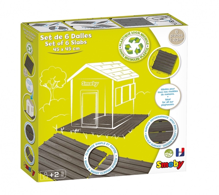 Smoby Set di Pavimento Antiscivolo - 6 Pannelli 45x45 cm per Casette da Gioco, Superficie 1,2 m²