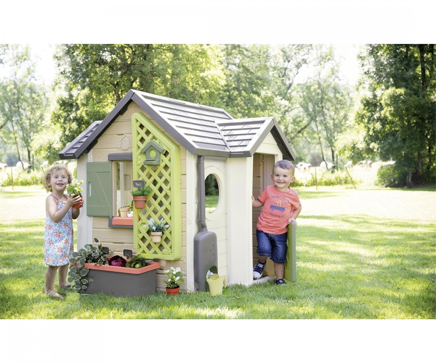 Smoby Life Raccoglitore d'Acqua - Grondaia, Serbatoio, Rubinetto e Annaffiatoio - Materiale Riciclato, Trattamento Anti UV, Dai 2 Anni