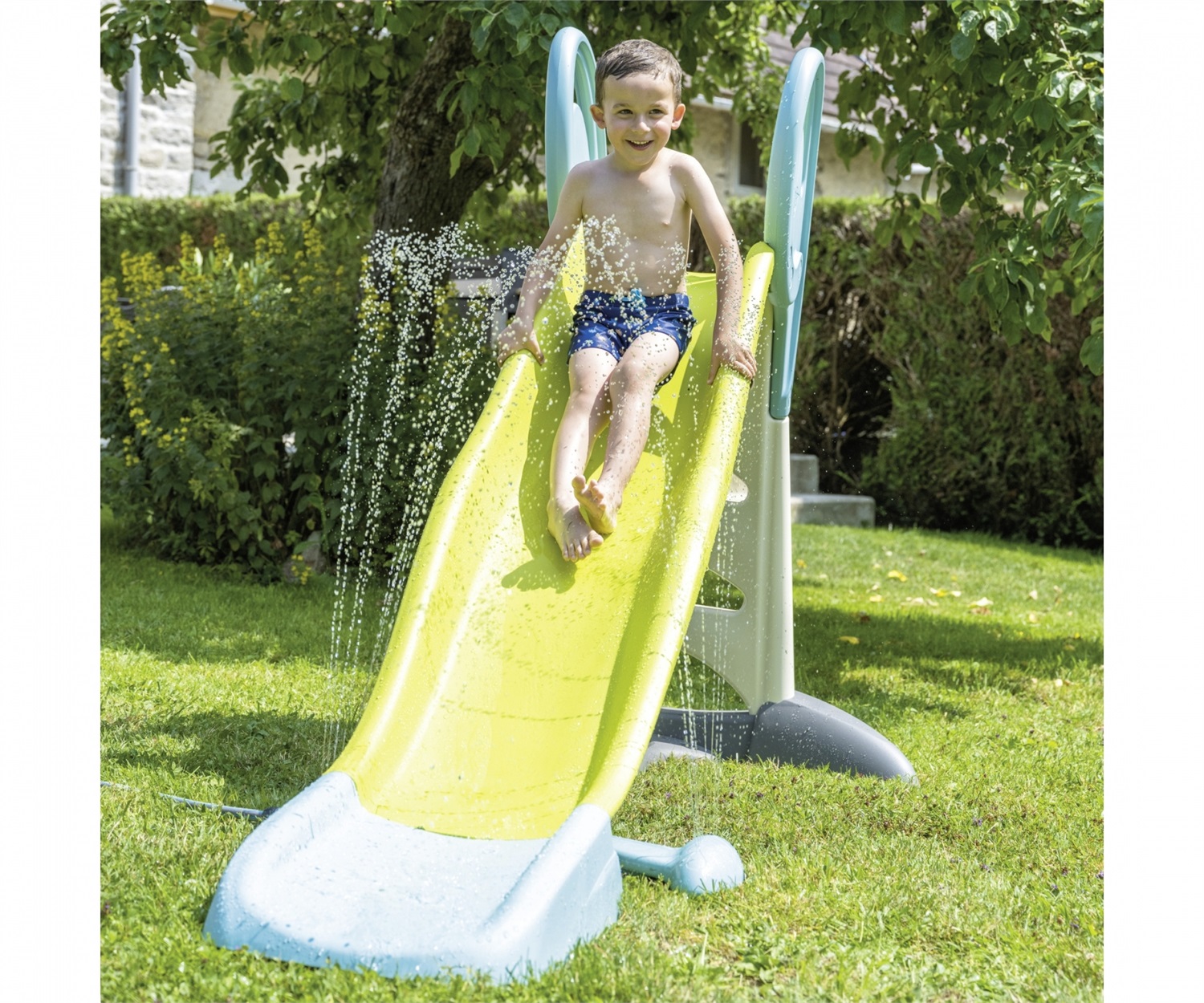 Smoby Splashy Way Acquascivolo da giardino con Fontana ad Acqua - 2 anni, Colore Blu