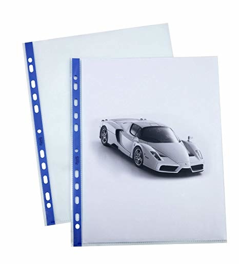 Favorit Buste Perforate Azzurro Pastello 22 x 30 cm in Polipropilene Trasparente, Conf. da 25 Pezzi, Alto Spessore