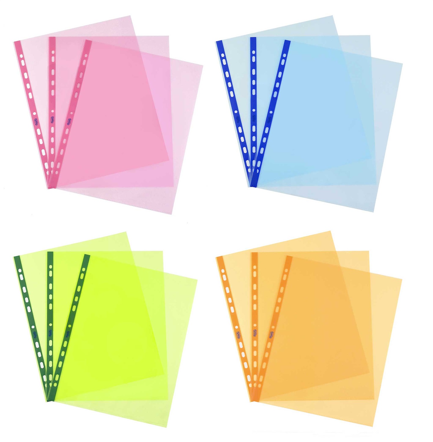 Favorit Buste Forate Superior Liscio 22x30 cm Arancio - Confezione da 25 Pezzi in Polipropilene Trasparente