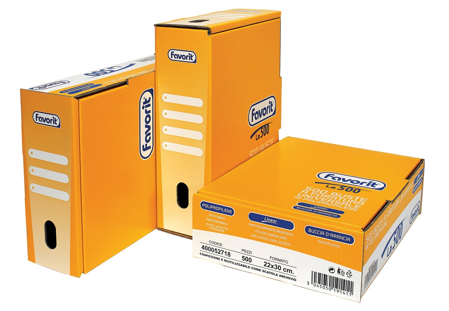 Favorit Buste Forate La500 - Buccia D'Arancia - 22 x 30 cm - Trasparenti - 500 Pezzi - Spessore Medio