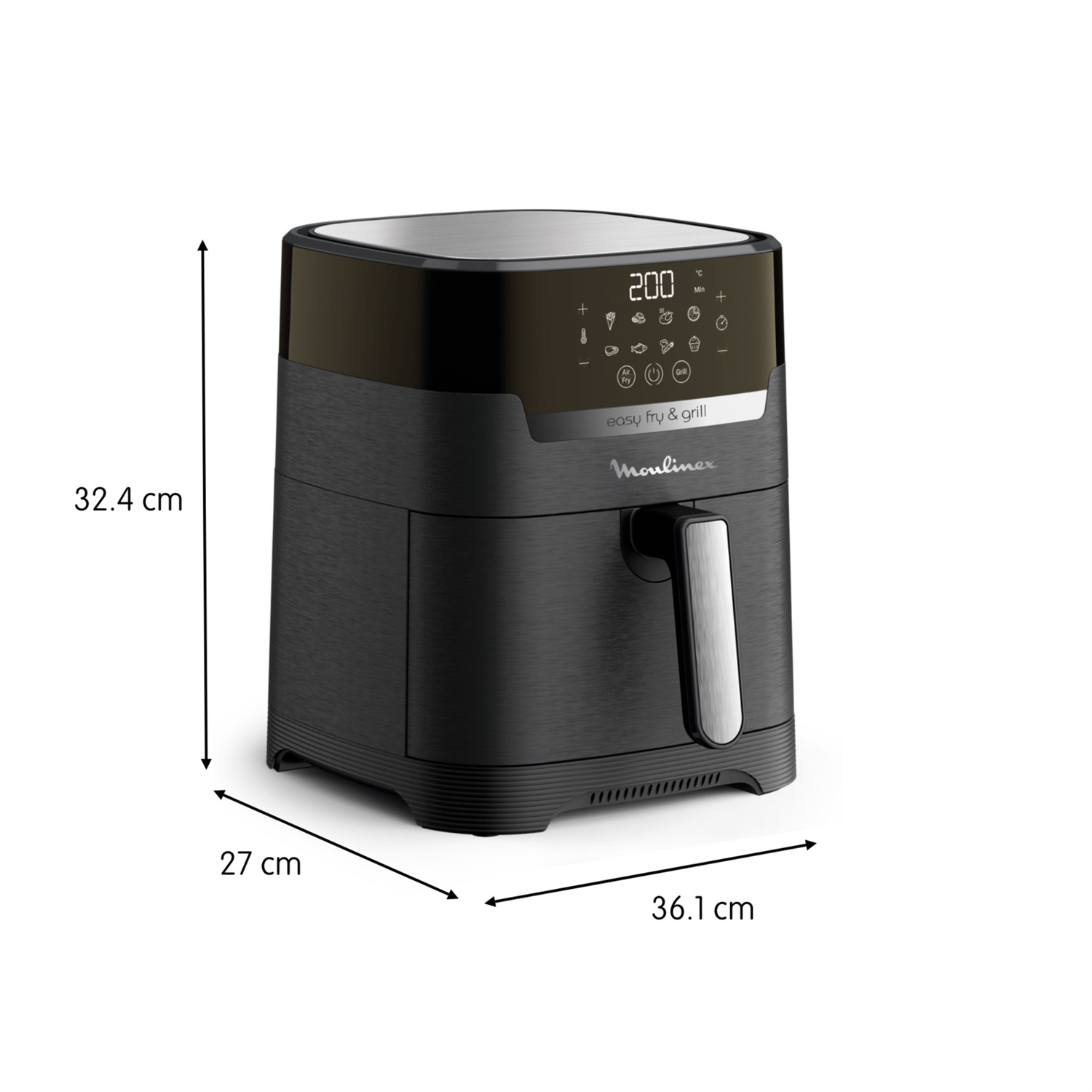 Moulinex Easy Fry & Grill EZ5058 - Friggitrice ad Aria 2 in 1, 4,6 Litri, Acciaio Inox, Display Digitale Touch, 8 Programmi, per Fino a 6 Persone