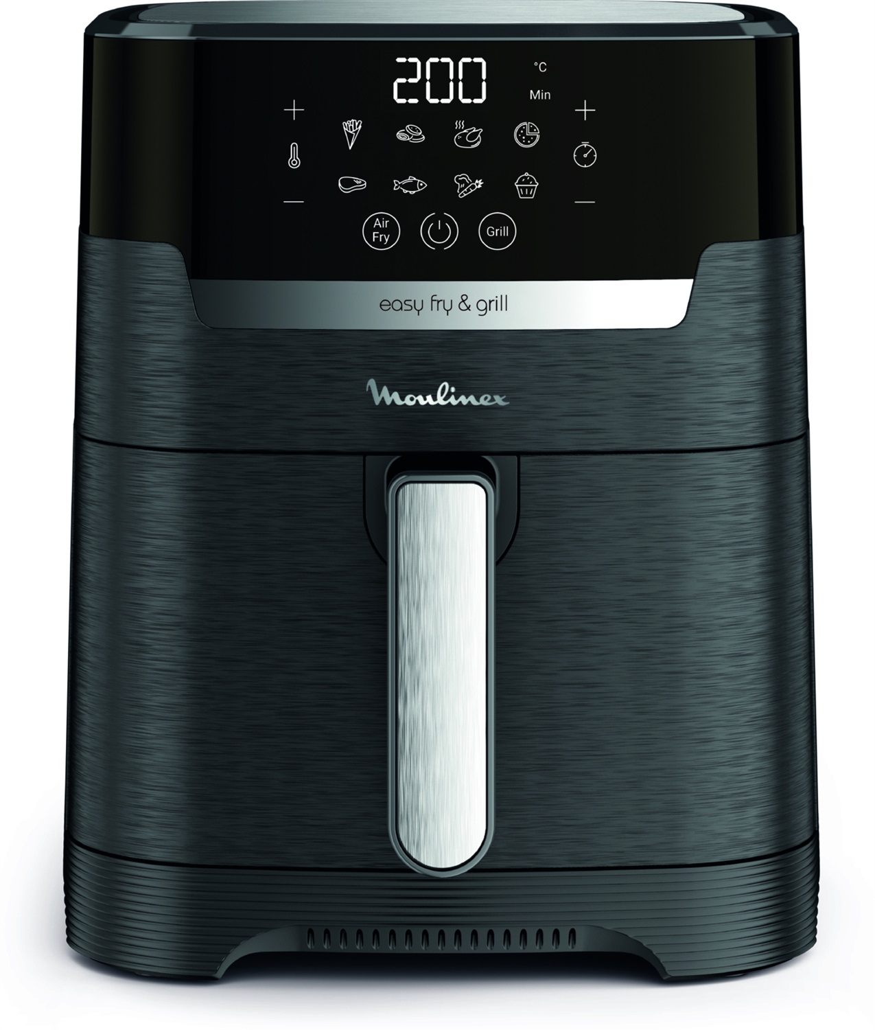 Moulinex Easy Fry & Grill EZ5058 - Friggitrice ad Aria 2 in 1, 4,6 Litri, Acciaio Inox, Display Digitale Touch, 8 Programmi, per Fino a 6 Persone