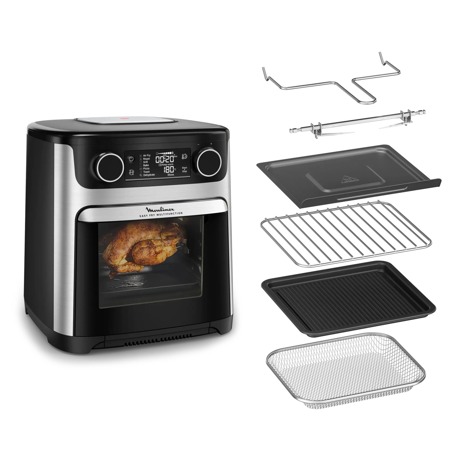 Moulinex Easy Fry Multifunction AL556D - Friggitrice ad Aria 15L, 1800W, 10 Programmi di Cottura, Tecnologia Extra-Crisp, Doppia Resistenza
