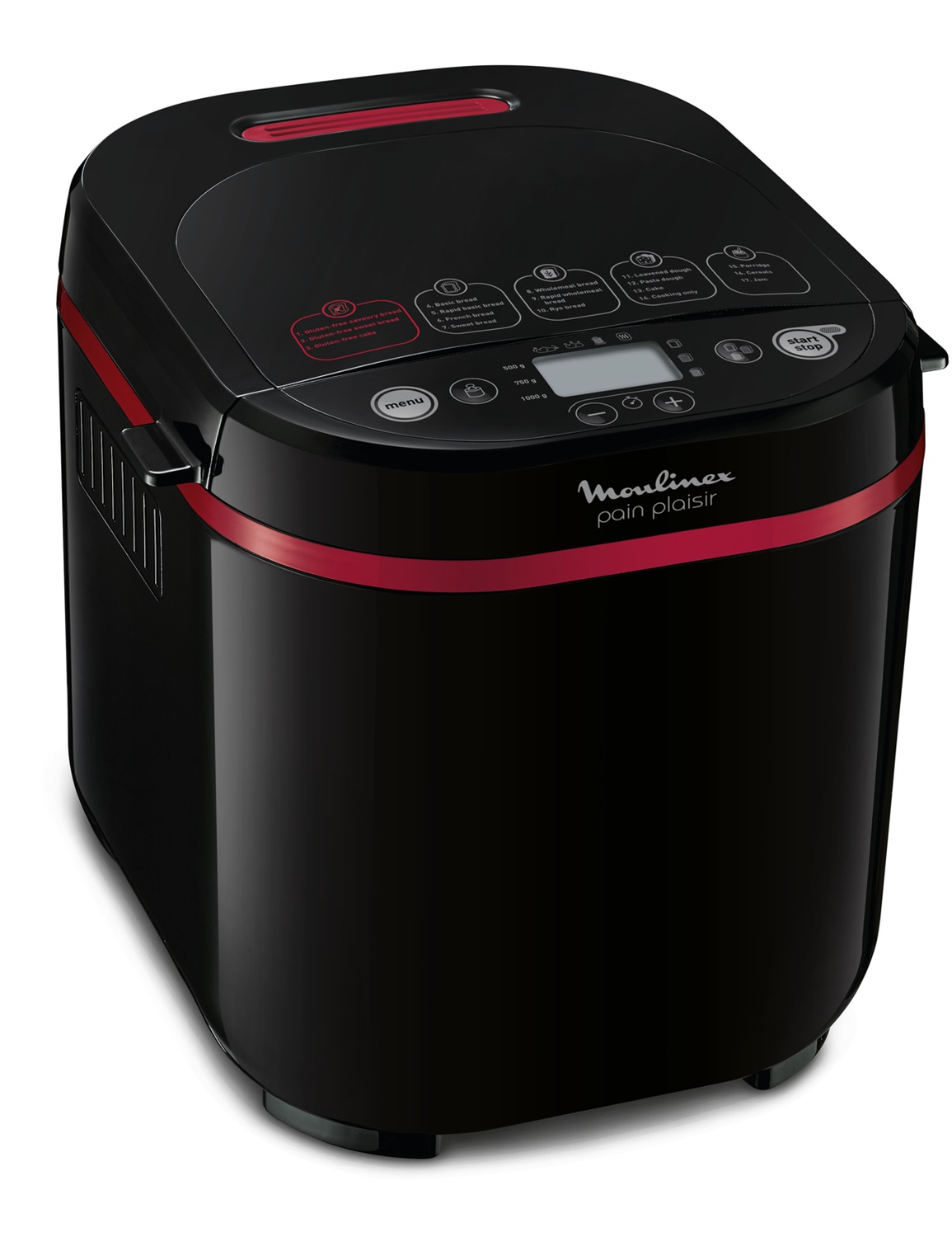 Moulinex OW2208 Pain & Plaisir - Macchina del Pane con 17 Programmi, 3 Impostazioni di Peso, 3 Livelli di Doratura, Avvio Ritardato e Ricettario Incluso