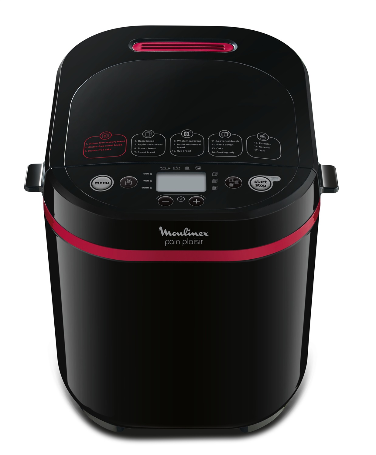 Moulinex OW2208 Pain & Plaisir - Macchina del Pane con 17 Programmi, 3 Impostazioni di Peso, 3 Livelli di Doratura, Avvio Ritardato e Ricettario Incluso