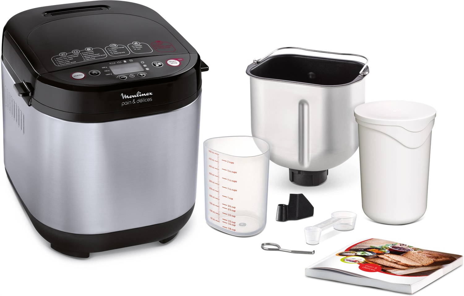 Moulinex OW240E Pain & Délices Macchina del Pane 1kg in Acciaio Inox con 20 Programmi Automatici, Funzione Yogurt e Controllo di Doratura