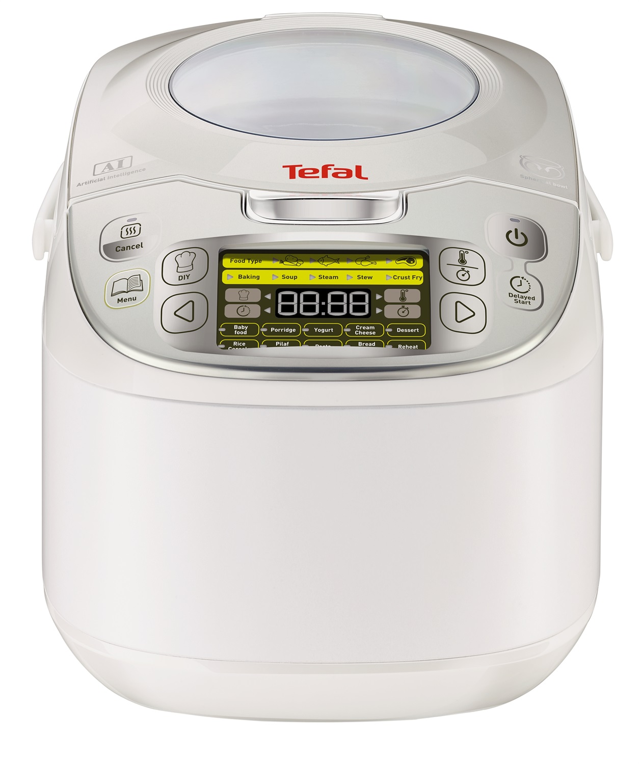 Tefal RK8121 Multicooker 5L 750W 45 Funzioni di Cottura, Display LCD, Argento e Bianco