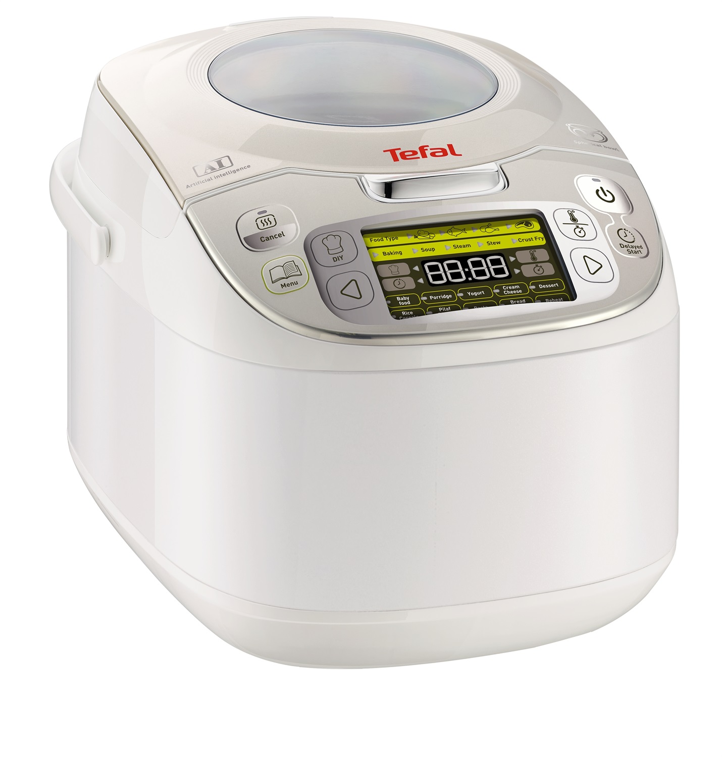 Tefal RK8121 Multicooker 5L 750W 45 Funzioni di Cottura, Display LCD, Argento e Bianco