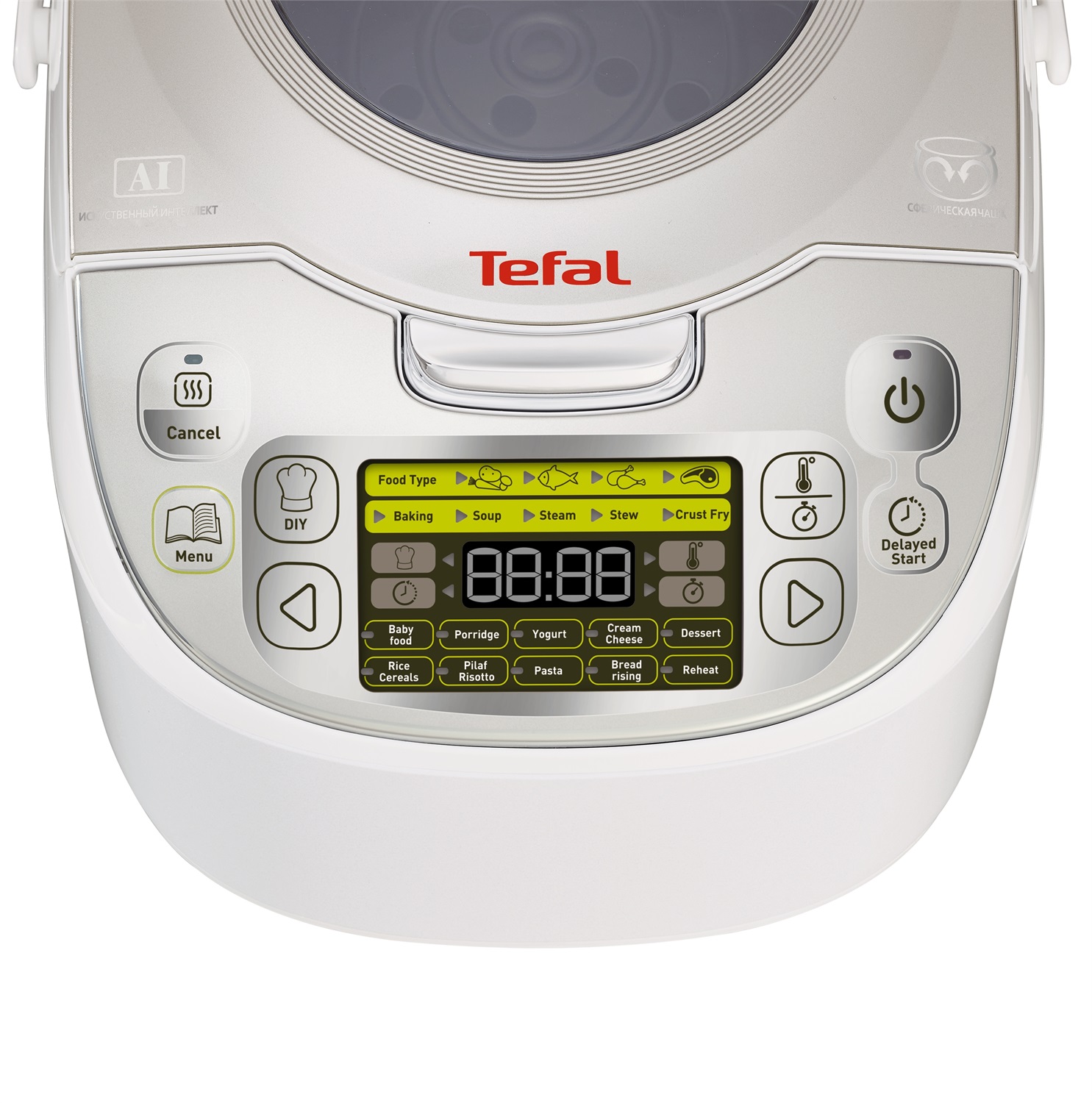 Tefal RK8121 Multicooker 5L 750W 45 Funzioni di Cottura, Display LCD, Argento e Bianco