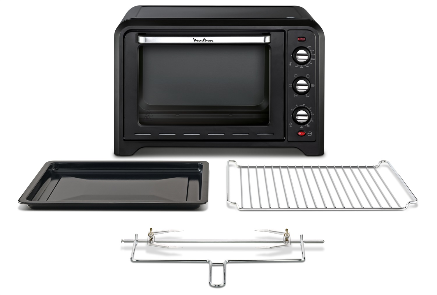 Moulinex OX4858 Forno Elettrico Ventilato 39L - 2000W, Max 240°C, Girarrosto, 7 Modalità di Cottura, Timer, 4 Accessori, Nero