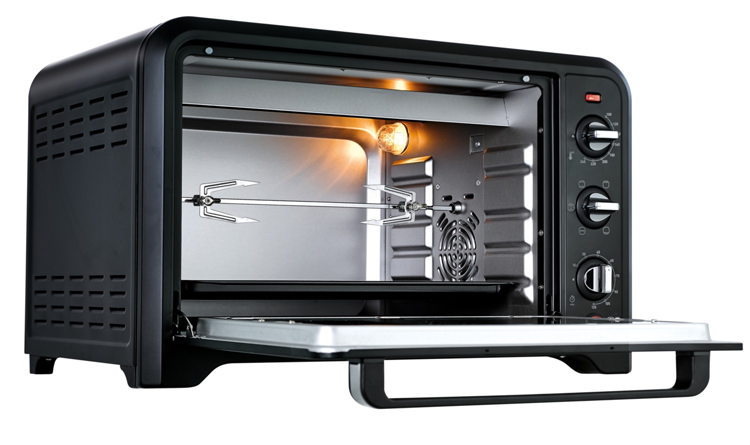 Moulinex OX4858 Forno Elettrico Ventilato 39L - 2000W, Max 240°C, Girarrosto, 7 Modalità di Cottura, Timer, 4 Accessori, Nero