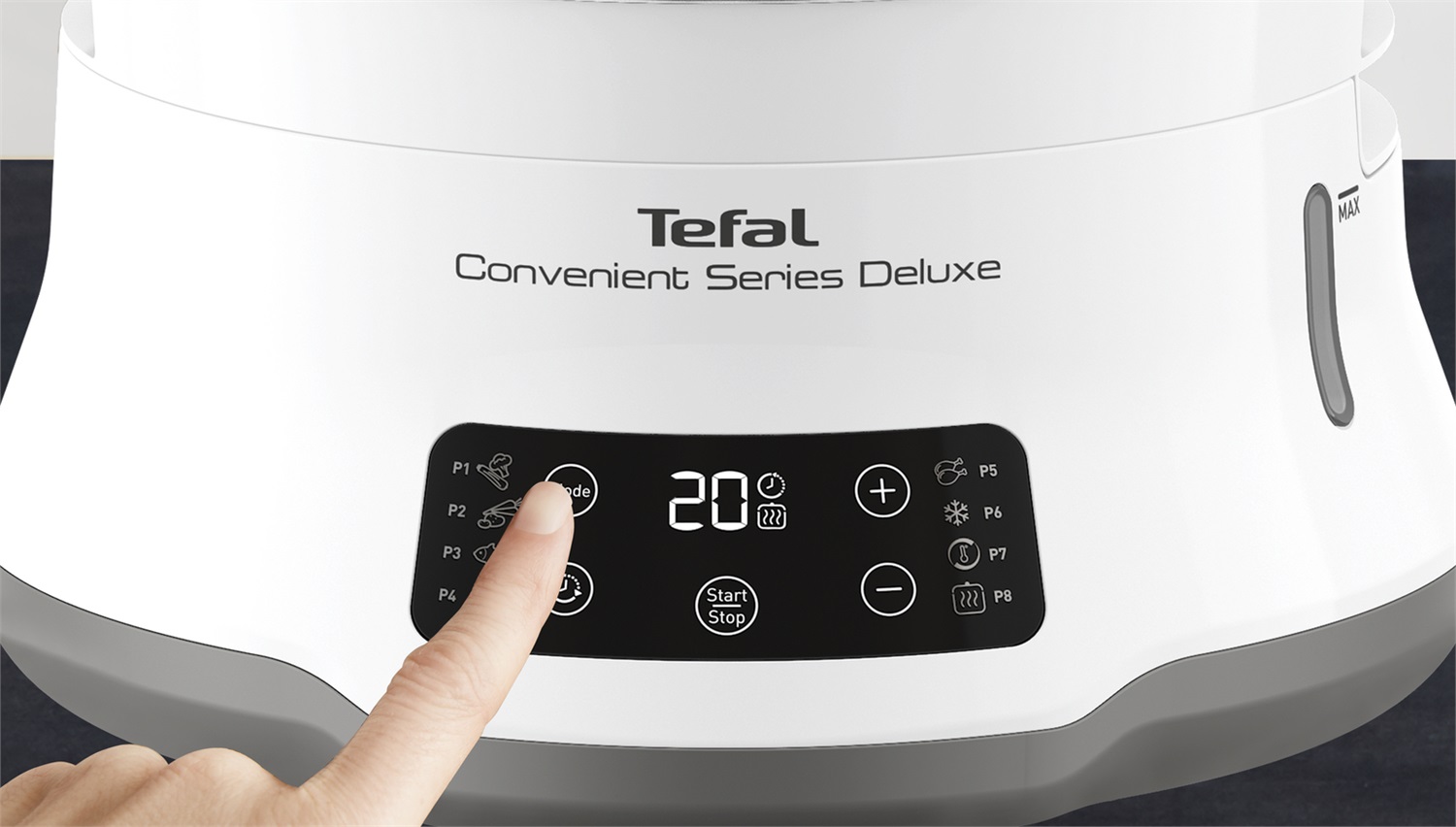 Tefal VC502D10 Convenient Deluxe Vaporiera Elettrica, 8 Programmi, Touch Screen, 3 Livelli, Acciaio Inox