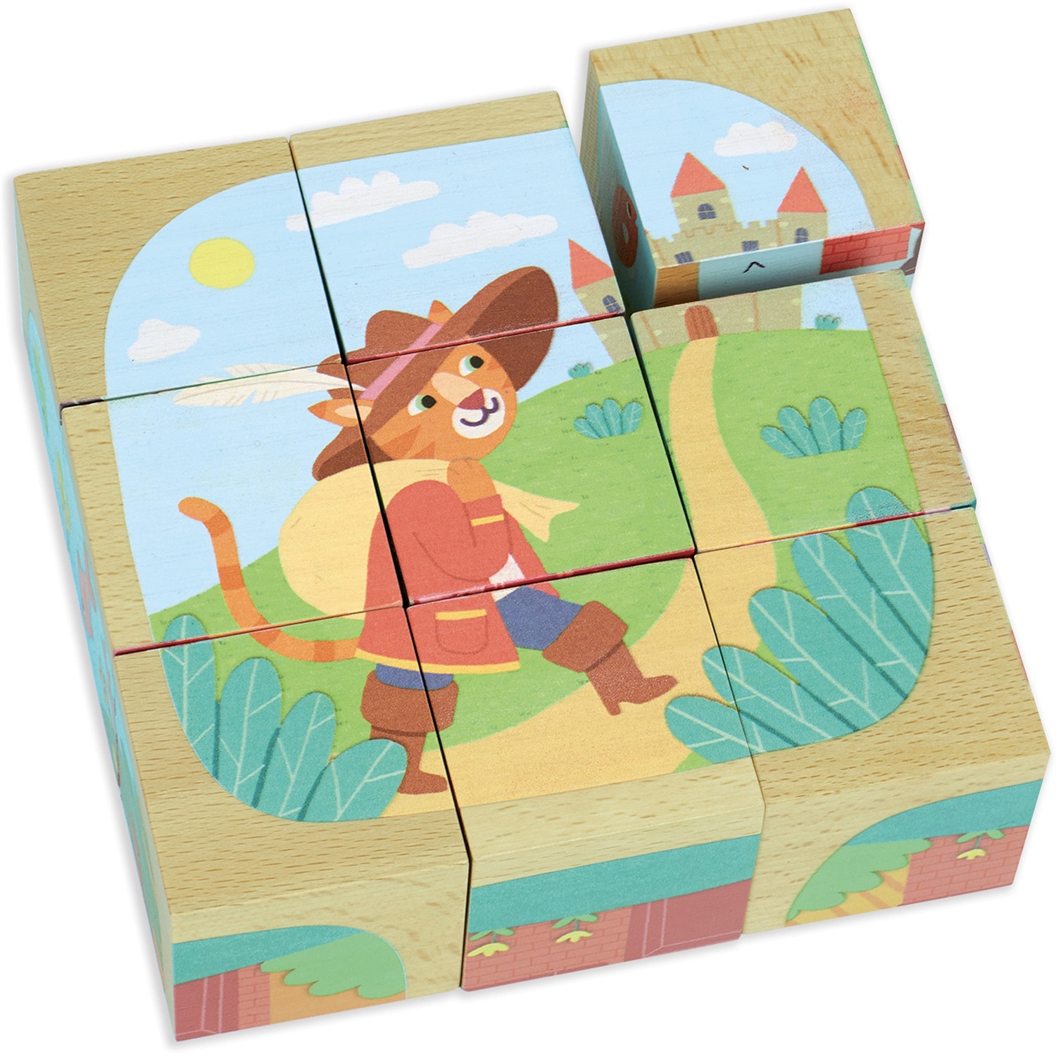 Vilac Puzzle Cubi in Legno Les Contes - 4,5 cm, Multicolore, per Bambini da 2 Anni