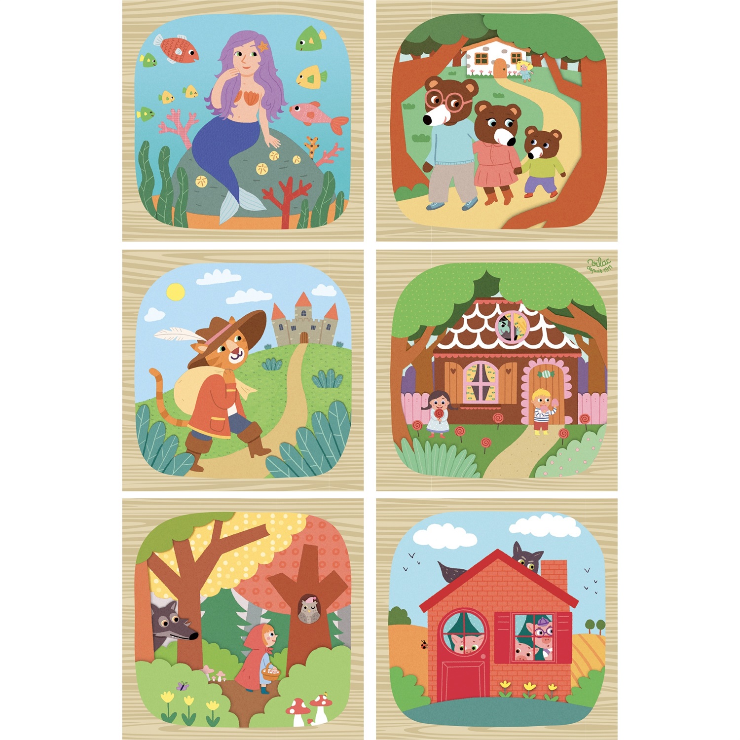 Vilac Puzzle Cubi in Legno Les Contes - 4,5 cm, Multicolore, per Bambini da 2 Anni