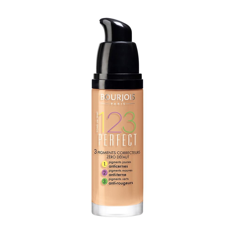 Bourjois 123 Perfect Fondotinta Liquido 30 ml - 55 Dark Beige, Coprenza Media, SPF10, Fino a 16 Ore di Durata