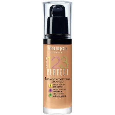 Bourjois Fondotinta Liquido 1,2,3 Perfect 30 ml - Tonalità 57 Light Tan, Idratante, A Lunga Durata SPF 10