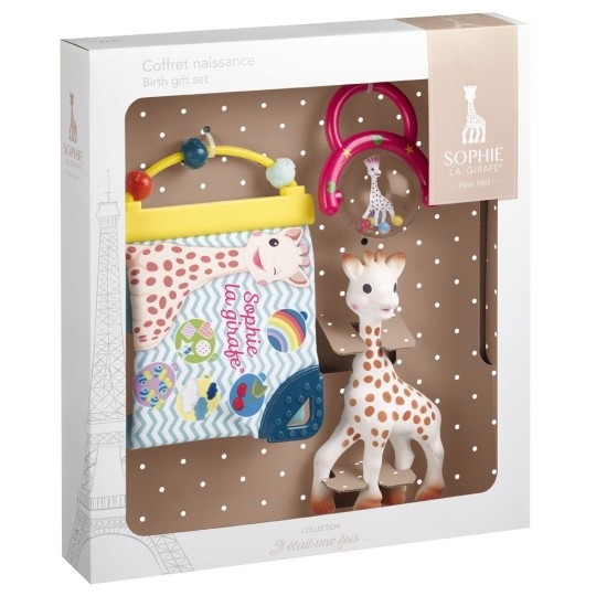 Sophie la Girafe - Set regalo per la nascita con Sophie la giraffa, libretto di stoffa e sonaglio