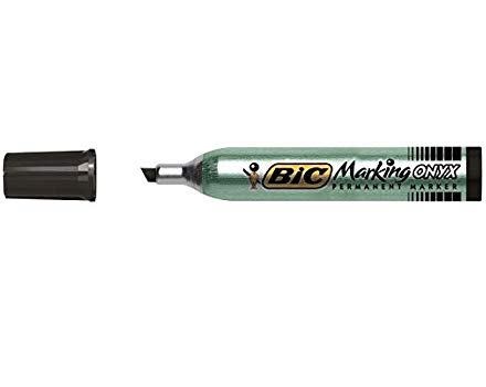 BIC Marking ONYX 1591 Marcatore Permanente Nero Punta Smussata 2,7-6,2 mm Confezione da 12 Pezzi