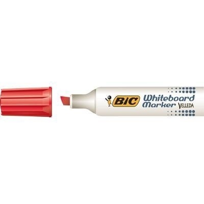 BIC Velleda 1781 Pennarello per Lavagne Bianche Rosso - Punta Scalpello 3,2-5,5 mm - Confezione da 12 Pezzi