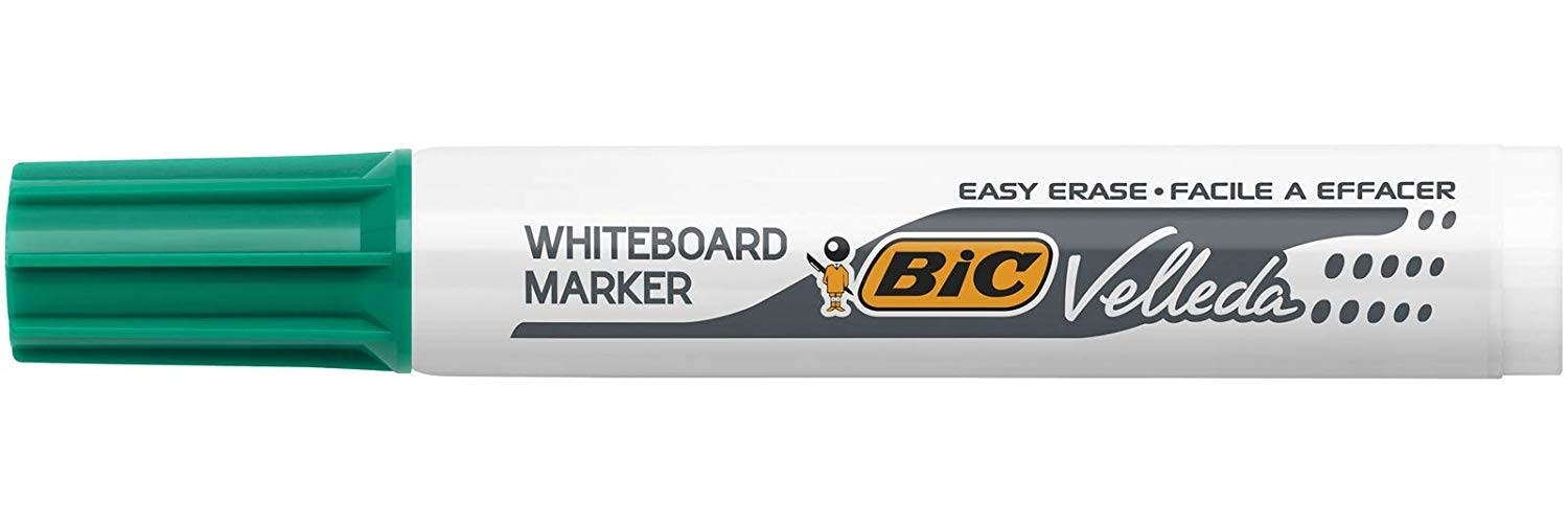 BIC Velleda 1791 Pennarello Punta Scalpello Whiteboard Verde - Confezione da 12 pz, Larghezza Tratto 3,3-4,6 mm
