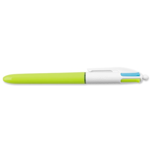 BIC 4 Colours Fun Penna a sfera retrattile a clip Medio con inchiostro Verde lime, Rosa, Viola e Turchese - Conf. 12 pz