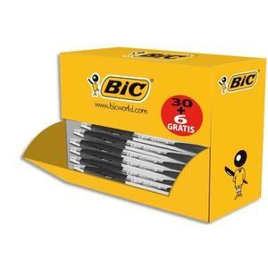 BIC Atlantis Classic Penna a sfera retrattile Nero - Confezione 30 6 pezzi, Punta 1.0 mm, Grip in gomma, Certificazione NF Ecolabel
