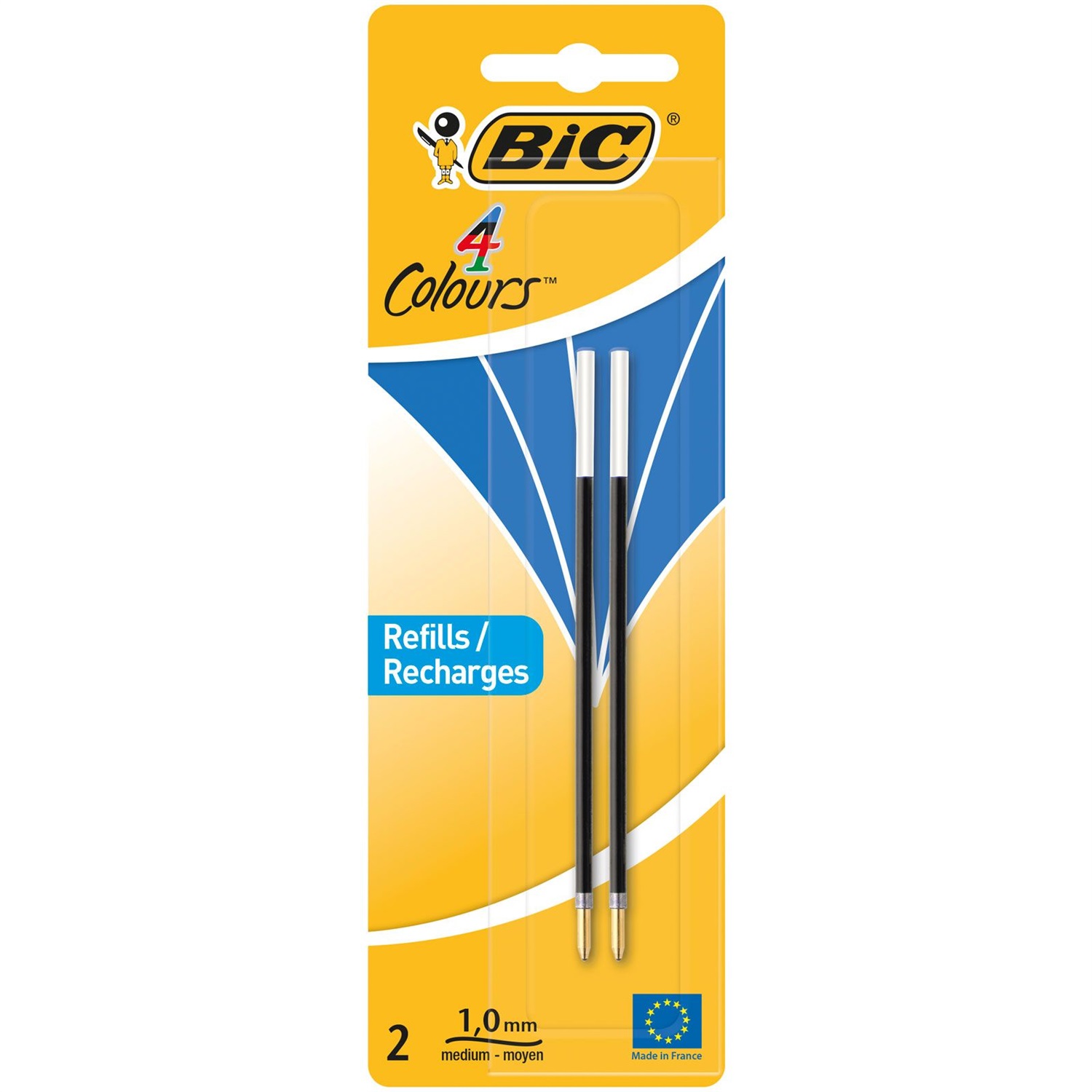 BIC 931778 - Ricarica per penna a sfera blu, 1,0 mm, blister da 2 pezzi, indelebile
