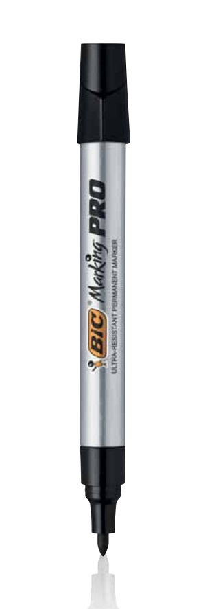 BIC Marking Pro Marcatore Permanente Nero Punta Tonda - Confezione da 12 Pezzi - Resistente a Temperature Estreme e Agenti Atmosferici