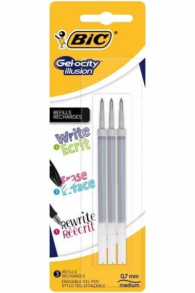 BIC Gelocity Illusion - Penna cancellabile 0,7 mm nera, confezione da 3 pezzi