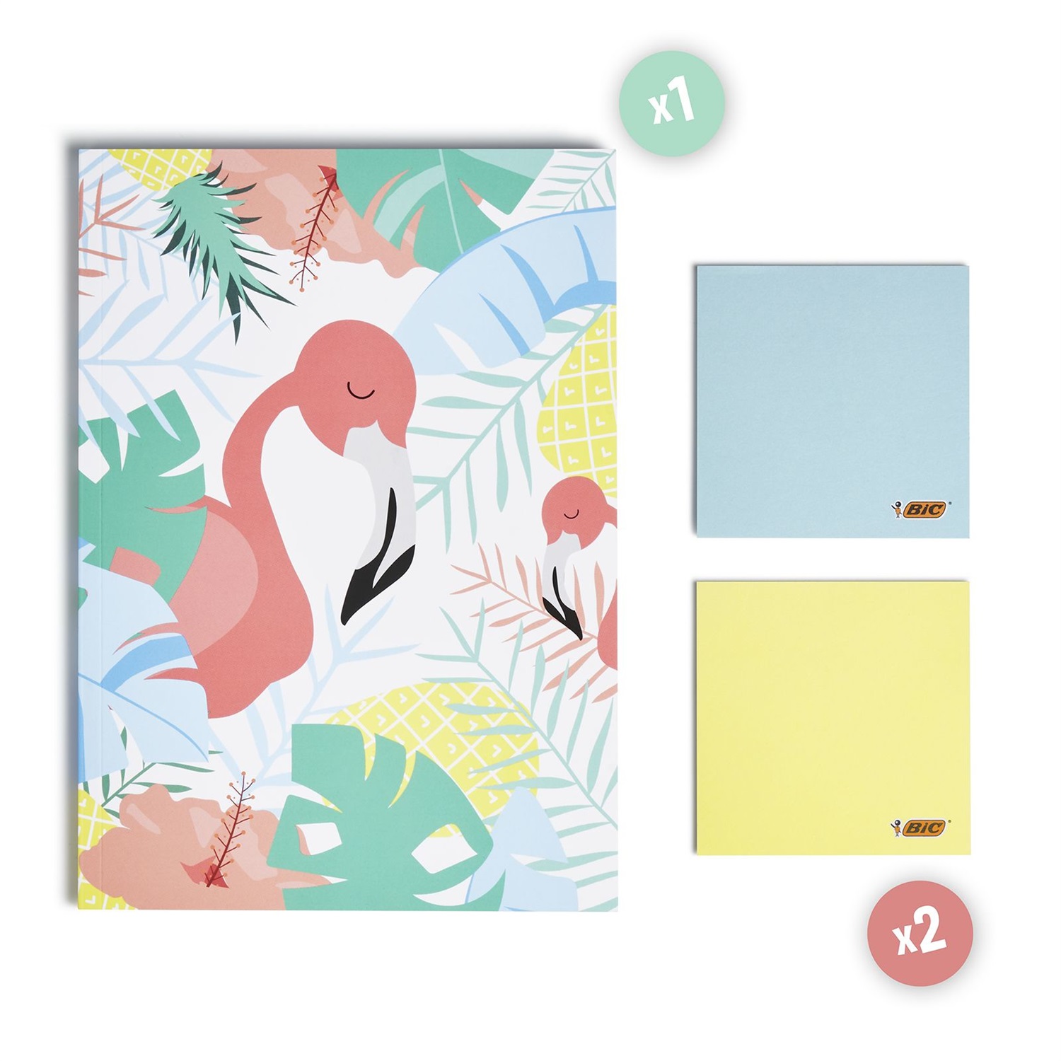 BIC My Stationery Box - Kit Scrittura Completo con 26 Pezzi: 6 Penne a Sfera, 10 Fineliner, 4 Evidenziatori, 5 Pennarelli, 1 Bianchetto, 1 Quaderno e 2 Blocchi di Fogli Adesivi