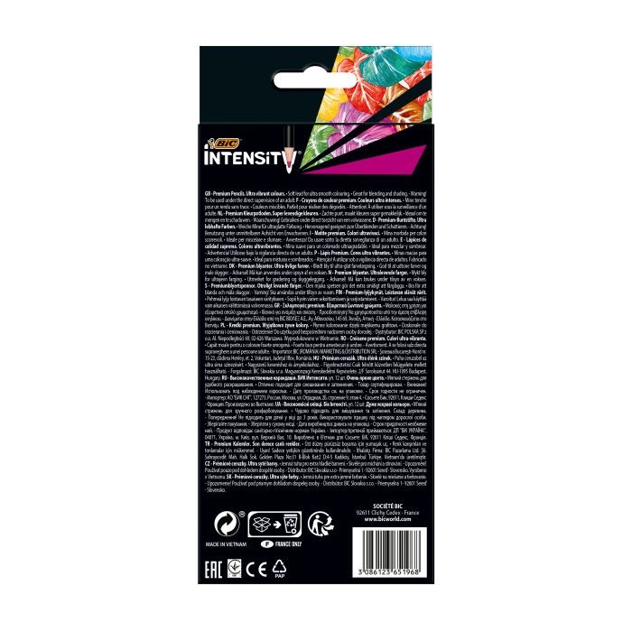 BIC Matite Colorate Intensity Wood Premium - 12 Pezzi, Fusto Tondo, Colori Assortiti, Mina 3,3 mm