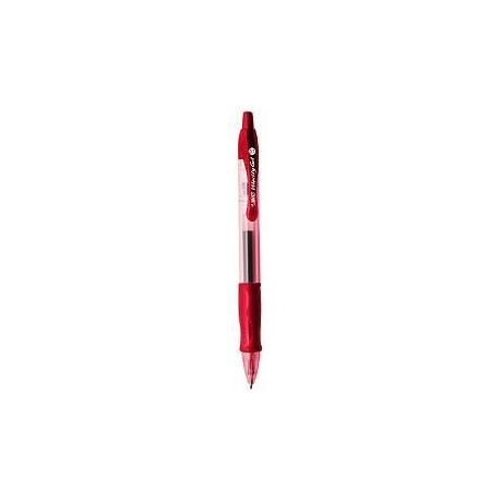 BIC Gel-ocity Penna Gel a Scatto 0,7 mm Rosso - Fusto Trasparente, Punta in Acciaio Inox, Grip in Gomma, Ricaricabile, Conf. 12 pz