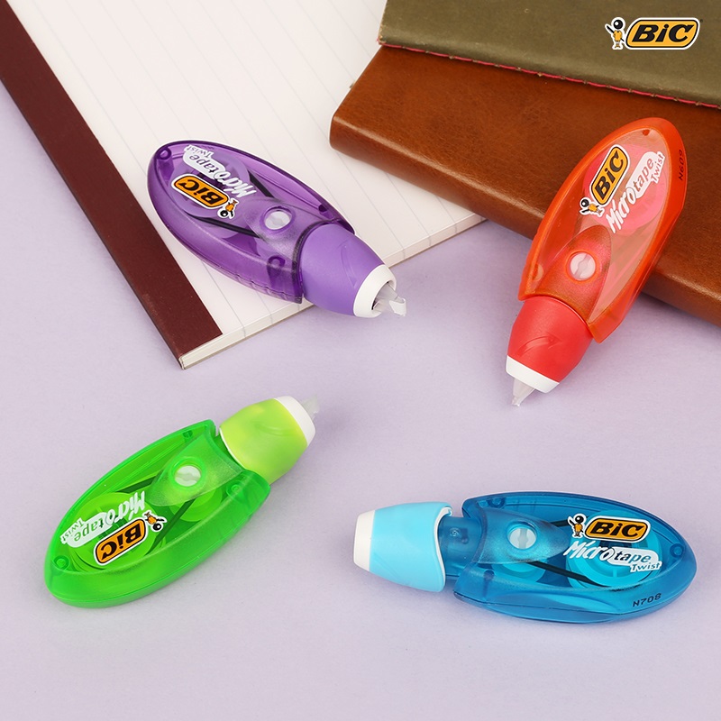 BIC Tipp-Ex Micro-Tape Twist - Correttore a Nastro Ultra-Compatto 2 1 Unità, 8 Metri di Copertura, Colori Assortiti