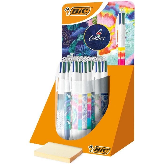 BIC Penna a sfera 4 Colors Decor - Assortimento Botanico e Tye-Dye - 30 pezzi