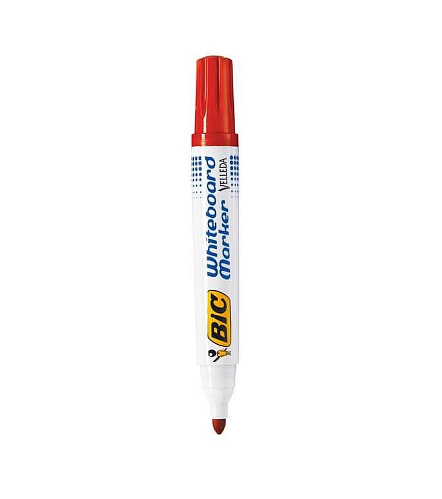 BIC Velleda 1701 Marcatore per Lavagne Bianche, Punta Conica 1,5 mm, Colore Rosso, Eco-Friendly (51% Materiali Riciclati), Confezione da 12 Pezzi