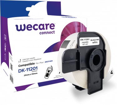 Wecare Rotolo di Etichette Compatibili Brother 29 mm x 90 mm - Nero su Bianco - 400 Etichette