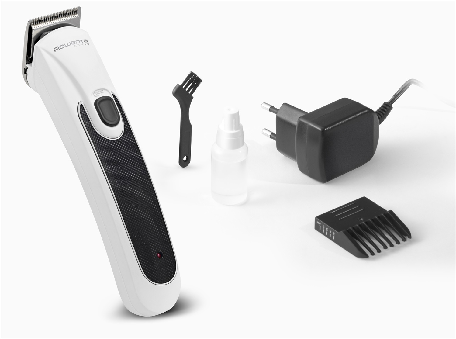 Rowenta TN2300F1 Nomad Regolabarba Ricaricabile, 60 Minuti di Autonomia, Uso a Filo e Cordless, Lame in Acciaio Inossidabile, Effetto Barba di 3 Giorni