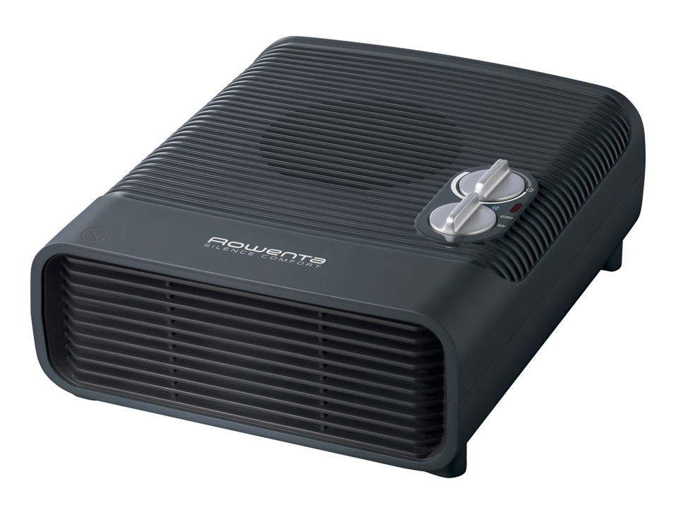 Rowenta Atlas Silence 2400 - Riscaldatore Elettrico con Ventilatore, 2400W, 2 Velocità, Termostato Anti-Gelo, Funzione Aria Fredda, Interno Nero e Argento