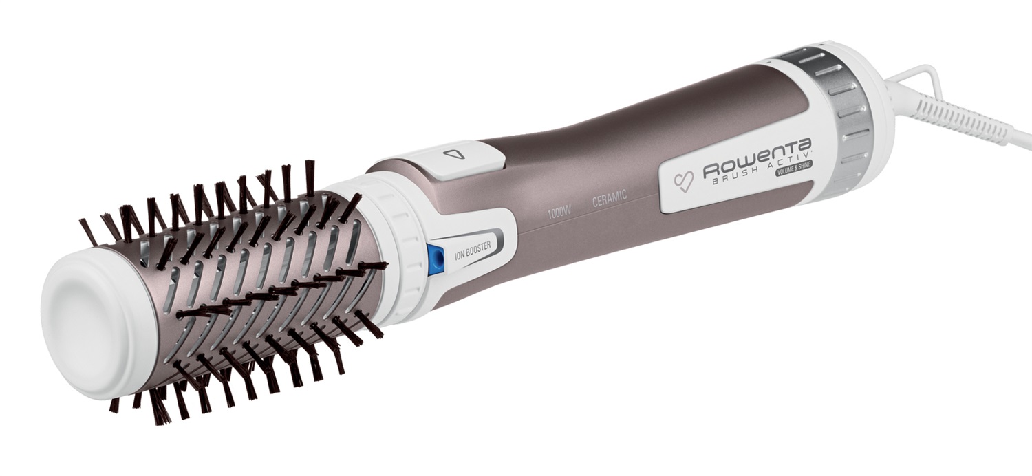 Rowenta Brush Activ Premium Care CF9540 Spazzola Rotante e Asciugante 1000 W con 2 Spazzole in Ceramica, Doppio Generatore di Ioni e Setole Naturali