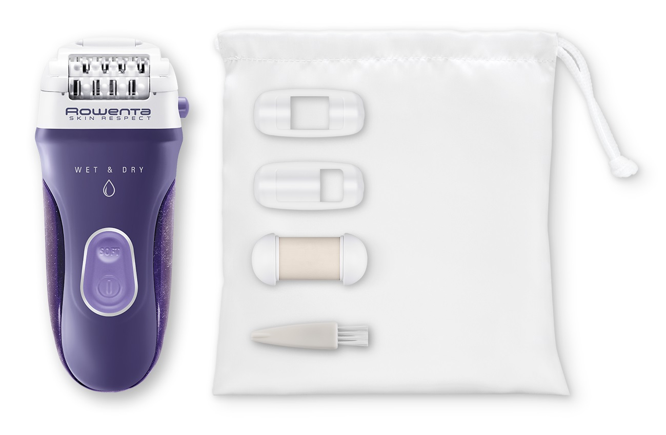 Rowenta EP8050 Skin Respect Epilatore Elettrico per Donna Wet&Dry con 5 Accessori, 24 Pinzette e Testina Amovibile