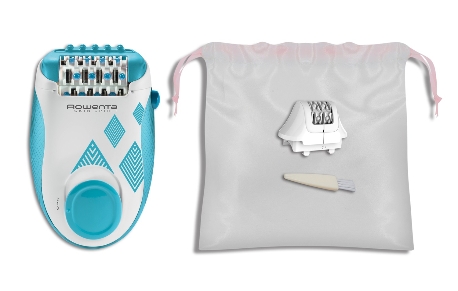 Rowenta EP2910 Skin Spirit - Epilatore Elettrico Blu e Bianco con 24 Pinzette, Indolore e Accessori Amovibili