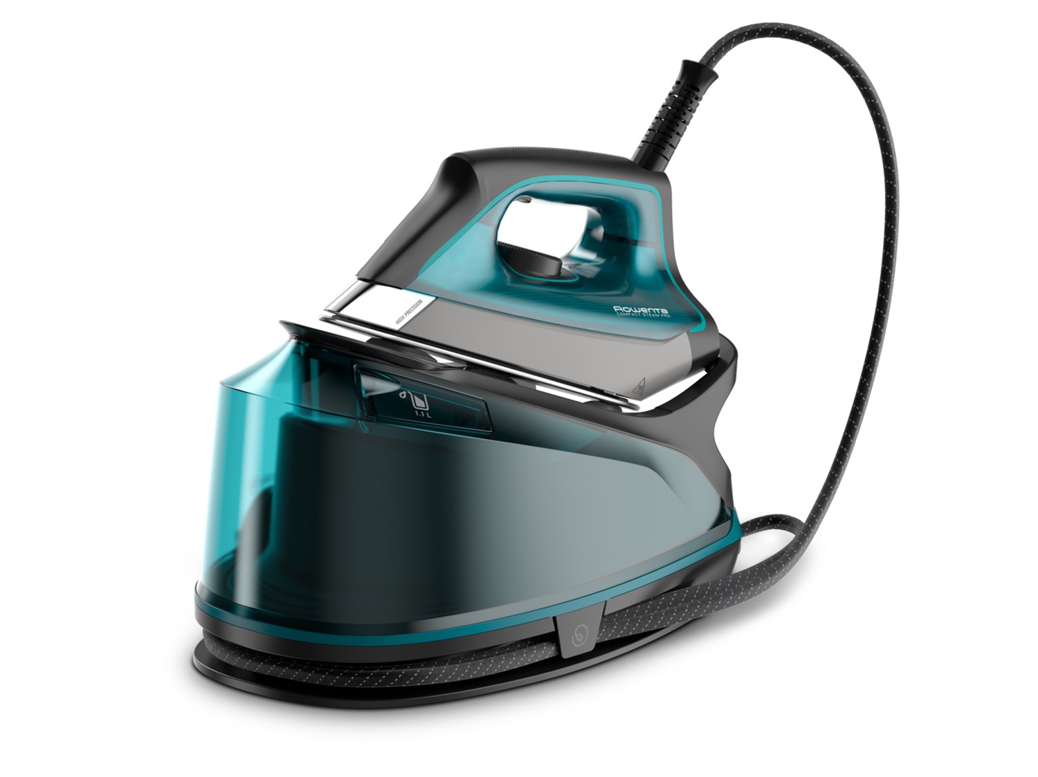 Rowenta DG7623 Ferro da Stiro con Caldaia Compact Steam Pro, 2200 W, 1.1 L, Pressione Vapore 6.3 Bar, Getto Vapore 325 g/min, Piastra Microsteam 400 HD Laser, Colore Nero/Blu