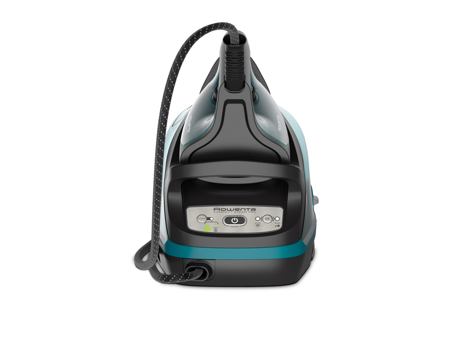 Rowenta DG7623 Ferro da Stiro con Caldaia Compact Steam Pro, 2200 W, 1.1 L, Pressione Vapore 6.3 Bar, Getto Vapore 325 g/min, Piastra Microsteam 400 HD Laser, Colore Nero/Blu