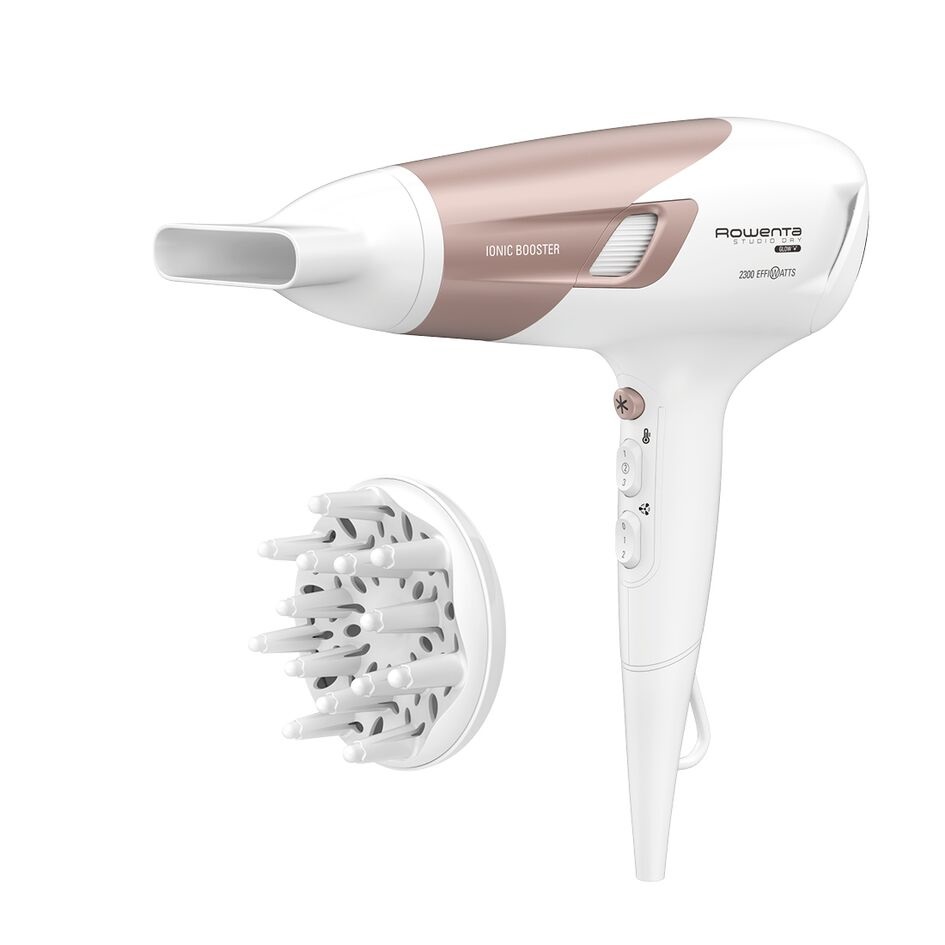 Rowenta Studio Dry Glow CV5830 Asciugacapelli 2300 W con Booster Ionico, 6 Impostazioni di Velocità/Temperatura, Diffusore e Concentratore