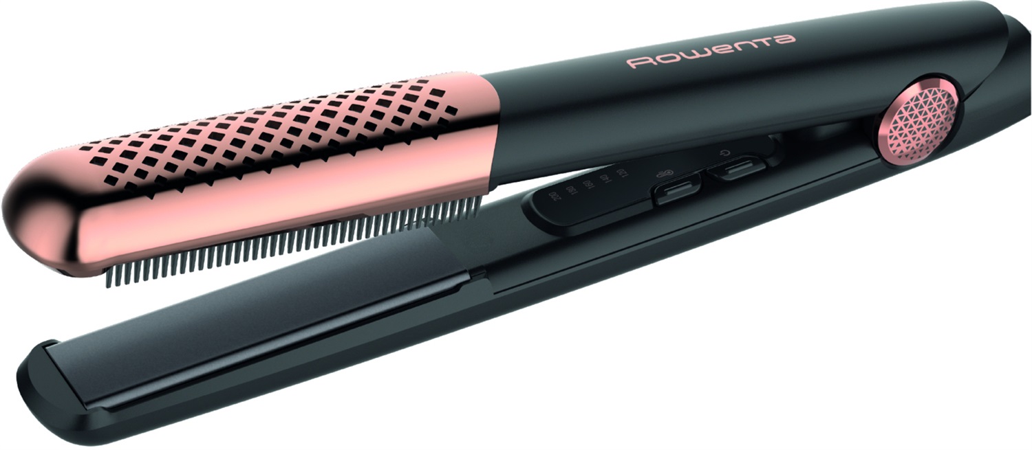 Rowenta SF8230 Ultimate Experience Piastra per Capelli con Pettine Integrato, Tecnologia Thermo Control, Piastre Flottanti 3D, Funzione Arricciacapelli, Riscaldamento Rapido, 5 Temperature, Colore Nero e Rame