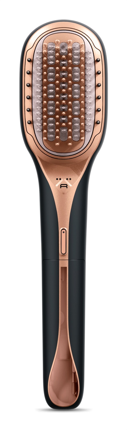 Rowenta Hair Therapist Spazzola a Vapore - Ripara, Rinforza e Rigenera i Capelli Danneggiati, Tecnologia Thermal Care, Nero e Rose Gold
