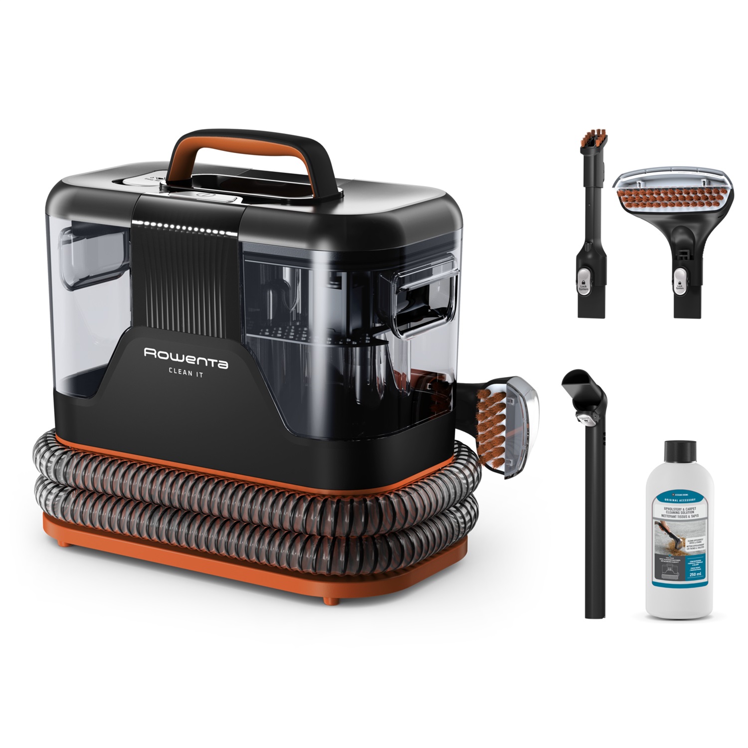 Rowenta Clean It IN5011F0 Aspirapolvere a Traino 1,5 L Bagnato 400 W Senza Sacchetto - Nero/Marrone
