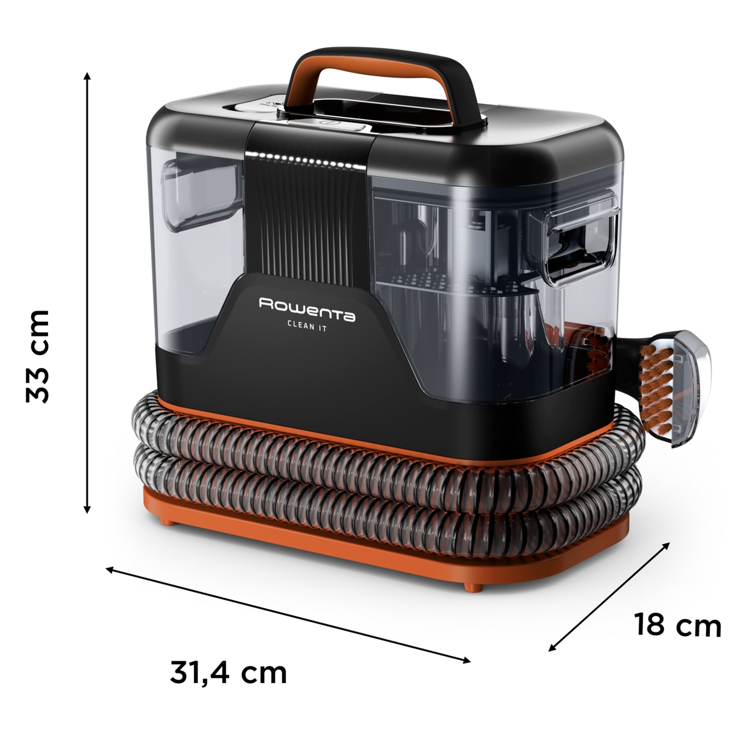 Rowenta Clean It IN5011F0 Aspirapolvere a Traino 1,5 L Bagnato 400 W Senza Sacchetto - Nero/Marrone
